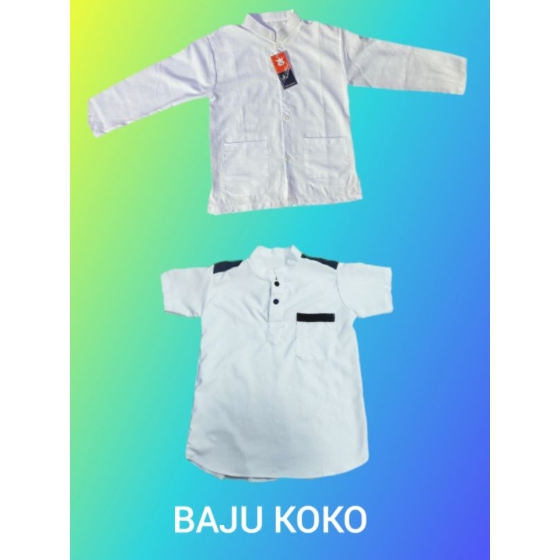 BAJU KOKO/BAJU MUSLIM KURTA ANAK LAKI LAKI PUTIH POLOS