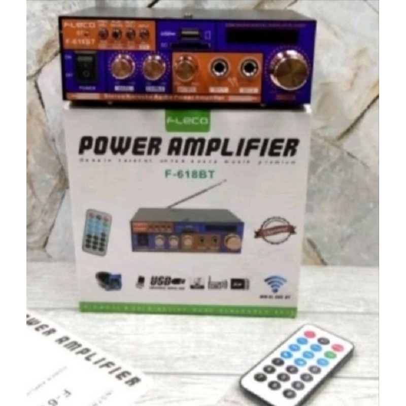 Power Amplifier Wireless Fleco F-618BT/ Ampli Bluetooth AC DC USB FM