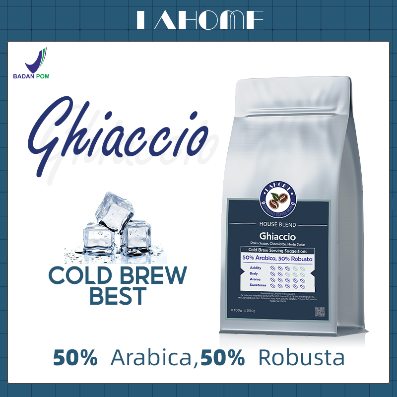 

LAHOME Ghiaccio Coffee Bean House Blend Biji Kopi Espresso Base Cold Brew Arabica Robusta 50:50