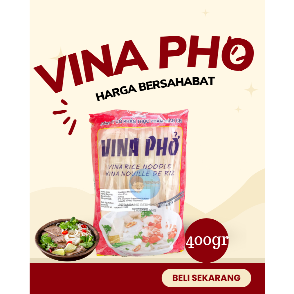

Vina Pho Rice Noodle Vietnam / Kwetiaw Mie Beras 400gr