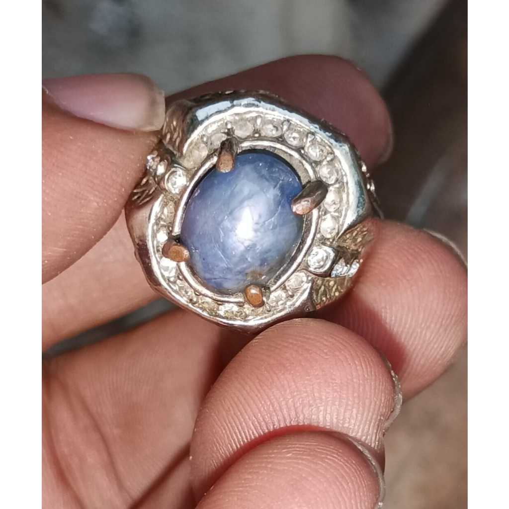 Natural Blue Safir Star Burma Ring Alpaka Super 02