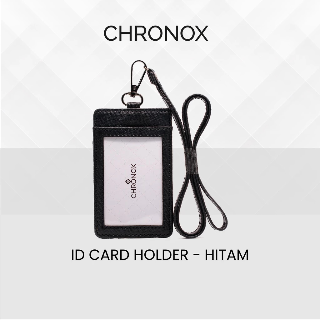 

Lanyard Pria Wanita Kulit Saffiano ID Card Holder - Gantungan Name Tag