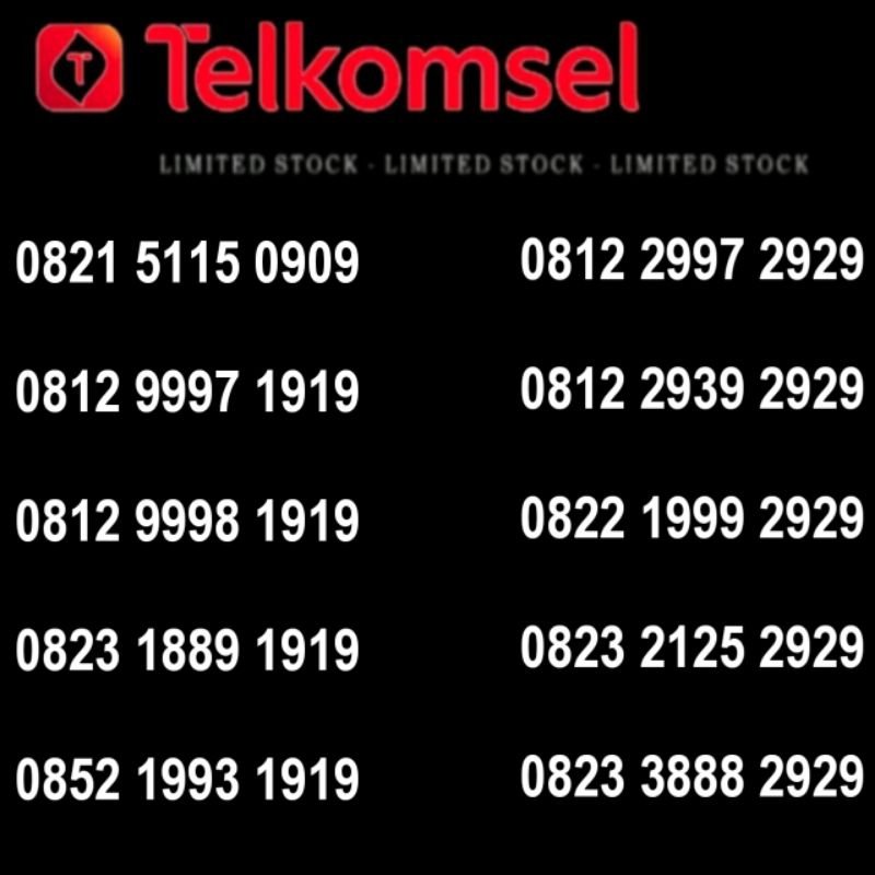 nomor perdana Telkomsel cantik abab cakep 0909 1919 2929