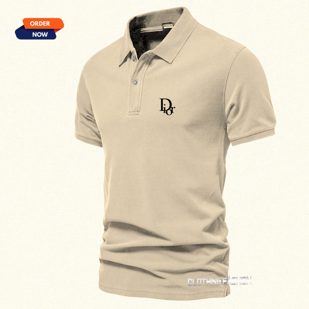 T-shirt Kaos POLO Kerah Logo Dior 004 Text Hitam Polo Kerah Unisex Pria & Wanita