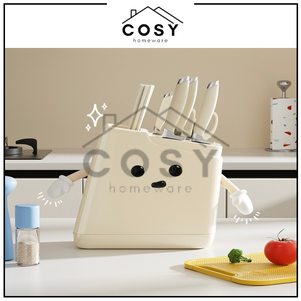 COSY Tempat Penyimpanan Pisau Dapur Karakter Lucu / Tempat Peralatan Makan Pisau Ada Tirisan Air Est