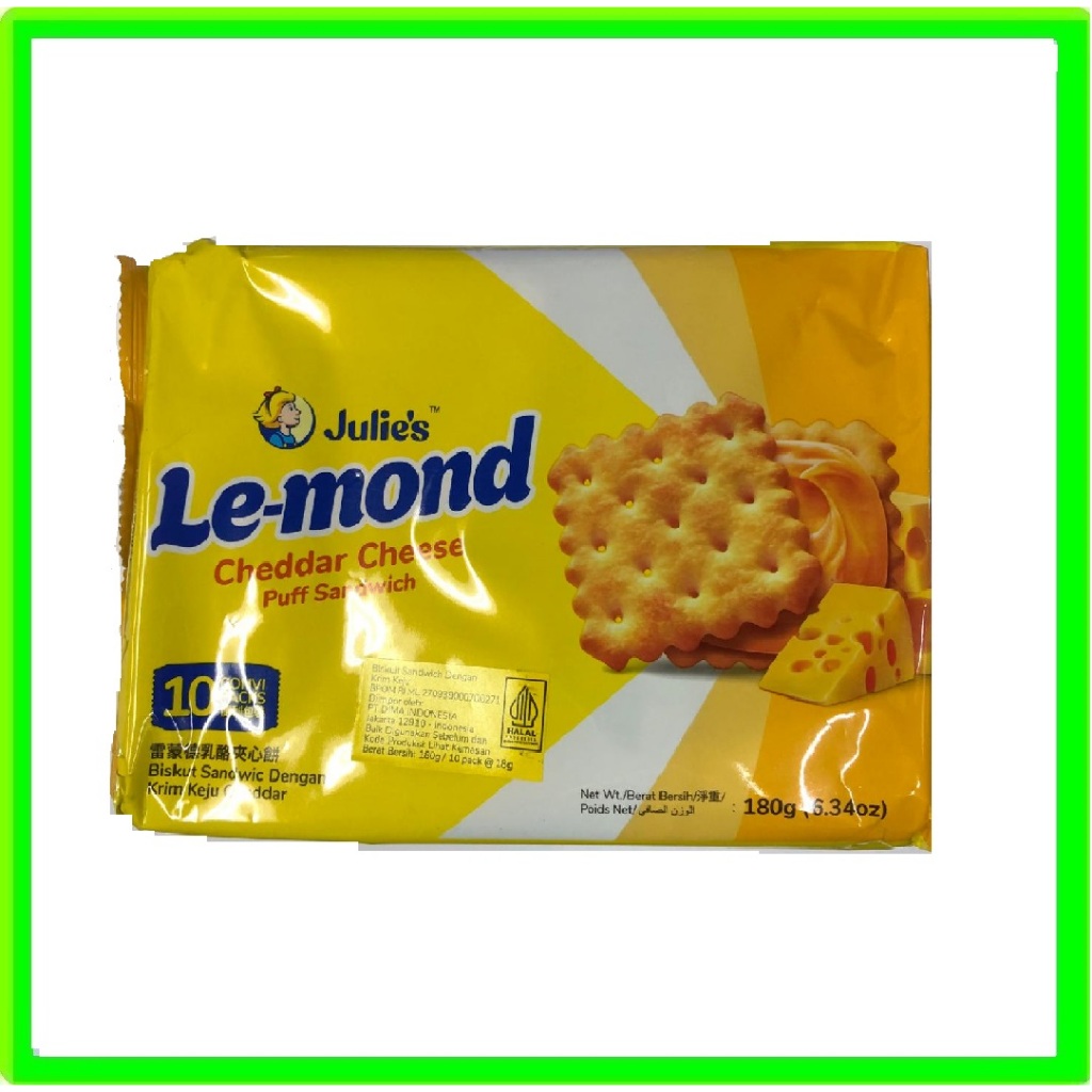 

Julie's Le-mond biskuit Cheddar Cheese Puff Sandwich 180gr Lemond Keju biscuit