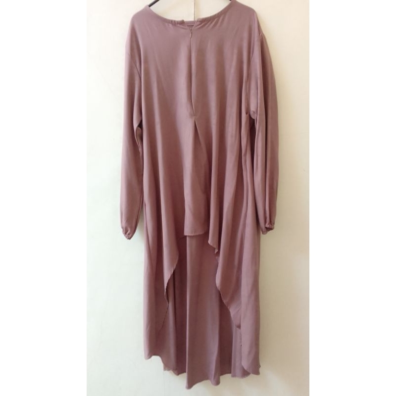 long tunik coklat tanah bahan syakila