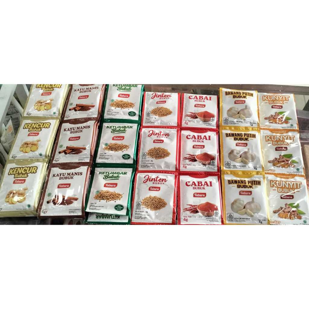 

Bawang Bubuk Tabura Lengkap ( 1 Renteng isi 12 Sashet )