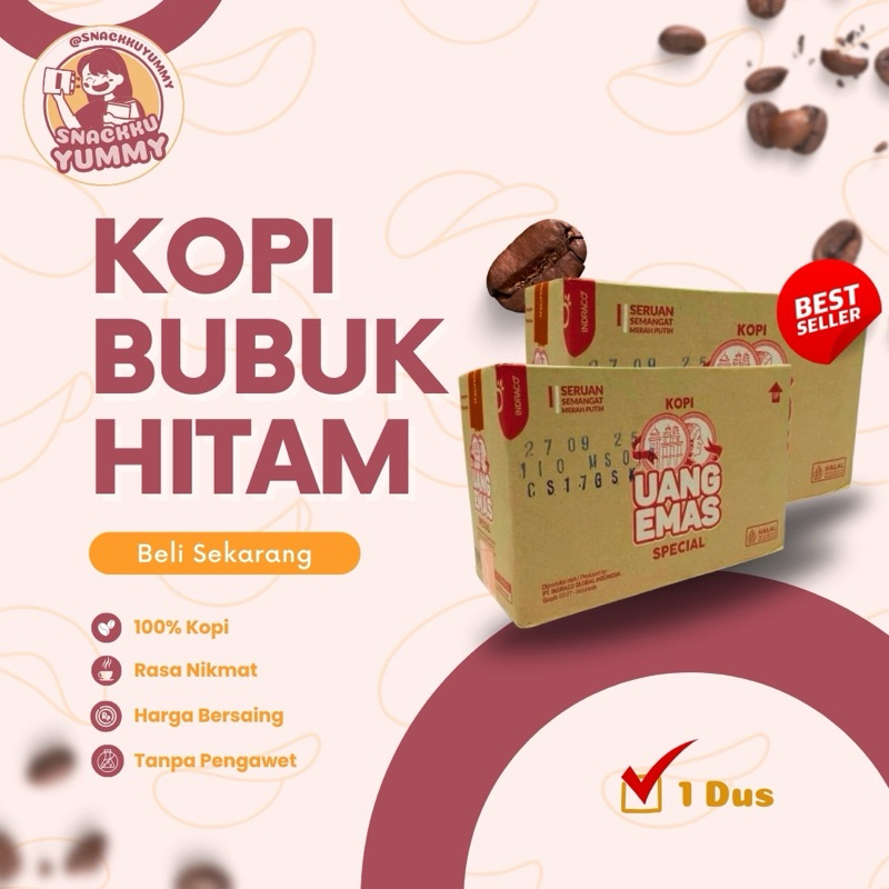 

Kopi Uang Emas 1 Dus (5 x 1kg) / Kopi Bubuk Murni Hitam Spesial