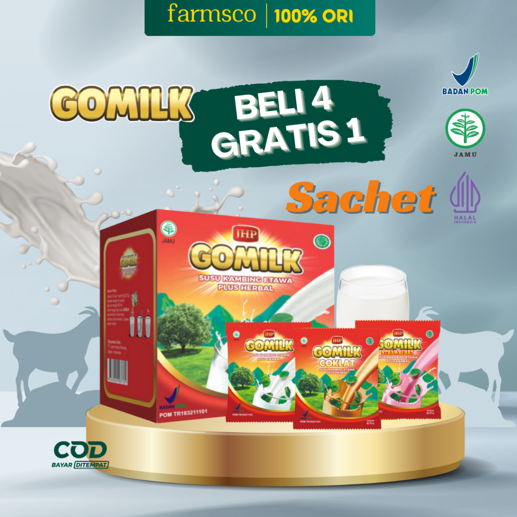 

[5 SACHET] Gomilk Susu Kambing Etawa Plus Herbal untuk Kesehatan dalam Kemasan Ekonomis @25g