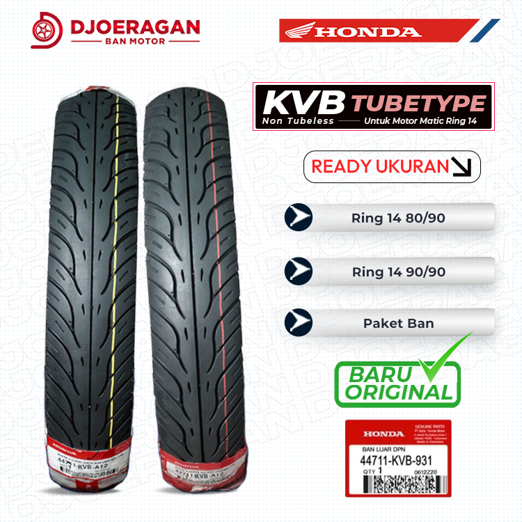 SEPASANG / SATUAN BAN LUAR MOTOR MATIC HONDA AHM Fedeal KVB Depan Belakang Ring 14 80/90 90/90 Non T