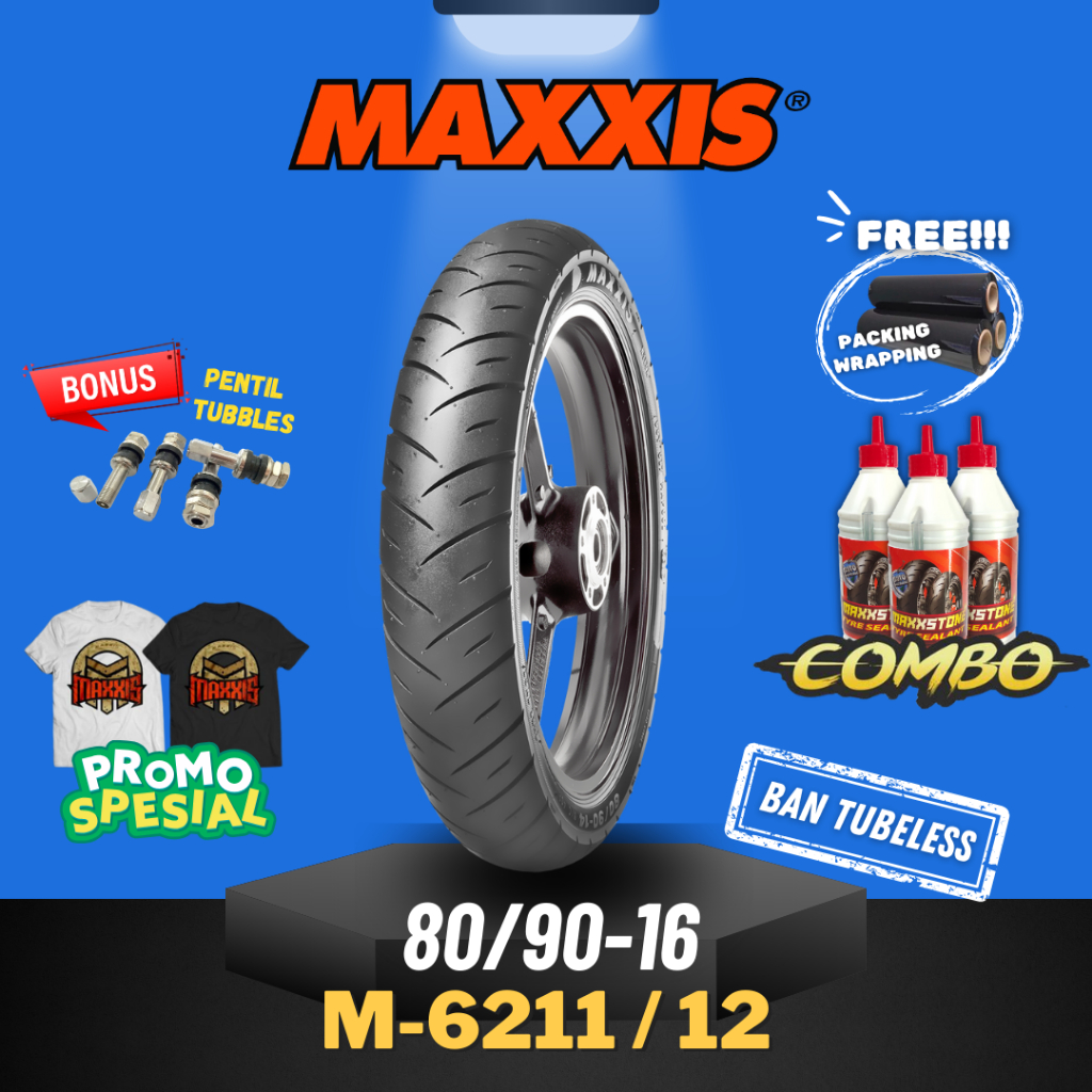 [READY COD] MAXXIS M6211 / M6212  80 - 90 - 16  / BAN MAXXIS 80/90-16 / 80-90-16 TUBELESS BAN LUAR /