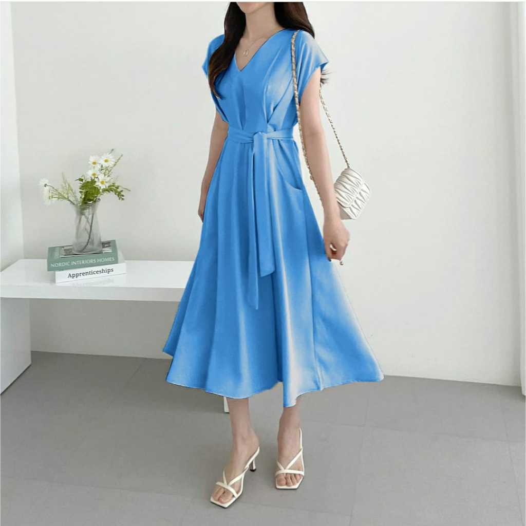 { THABI } DRES POCHI / DRESS KOREA / DRESS WANITA / DRESS / LONG DRESS KOREA / DREES / DRESS CASUAL 