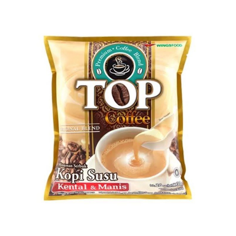

Top Coffe Kopi Susu Kental & Manis 1 Renteng Isi 12 Sachet 30g