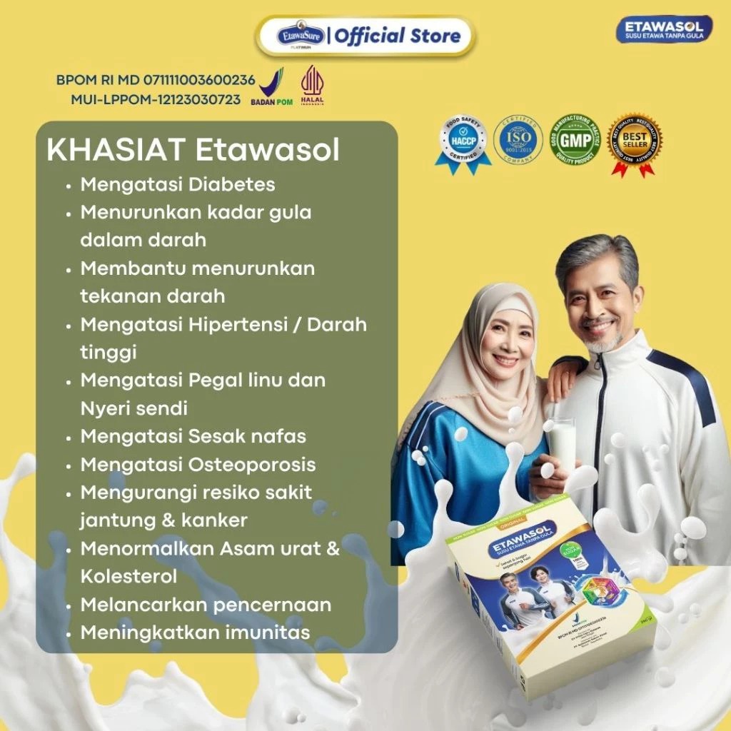 

Etawasol Susu Kambing Etawa Tanpa Gula Untuk Penderita Diabetes, Hipertensi dan Nyeri Sendi Kemasan 250gr