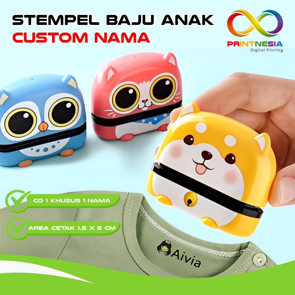 

Stempel Baju Anak Stempel Kain Stempel Waterproof Stempel dasi anak Karakter Custom Nama Motif Lucu Cute Stamp