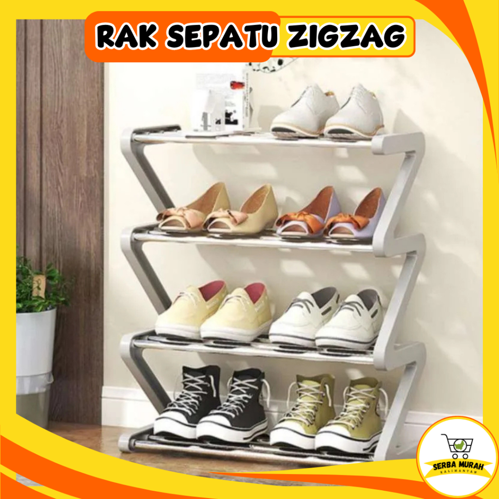 RAK SEPATU ZIGZAG | RAK SEPATU 4 SUSUN | TEMPAT SEPATU STAINLESS | RAK 4 SUSUN | TEMPAT SEPATU 4 SUS