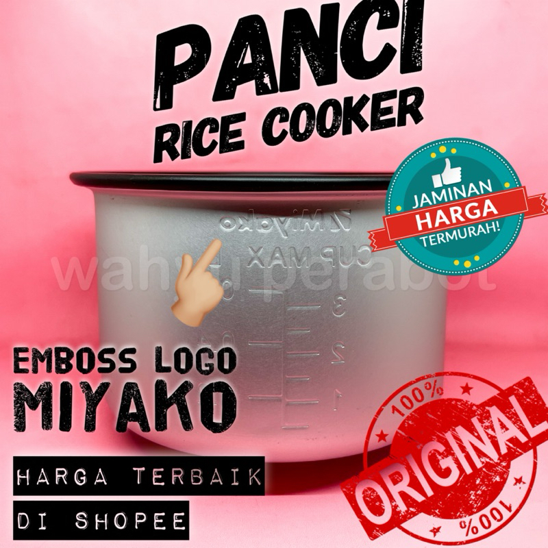 READY 0,6 1,2 dan 1,8 Liter ORIGINAL ADA LOGO MIYAKO Panci Rice Cooker Miyako 1,8 Liter 1.8L 13 cm 1