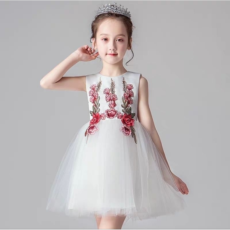 Dress Princess White Bridal Bordir putih