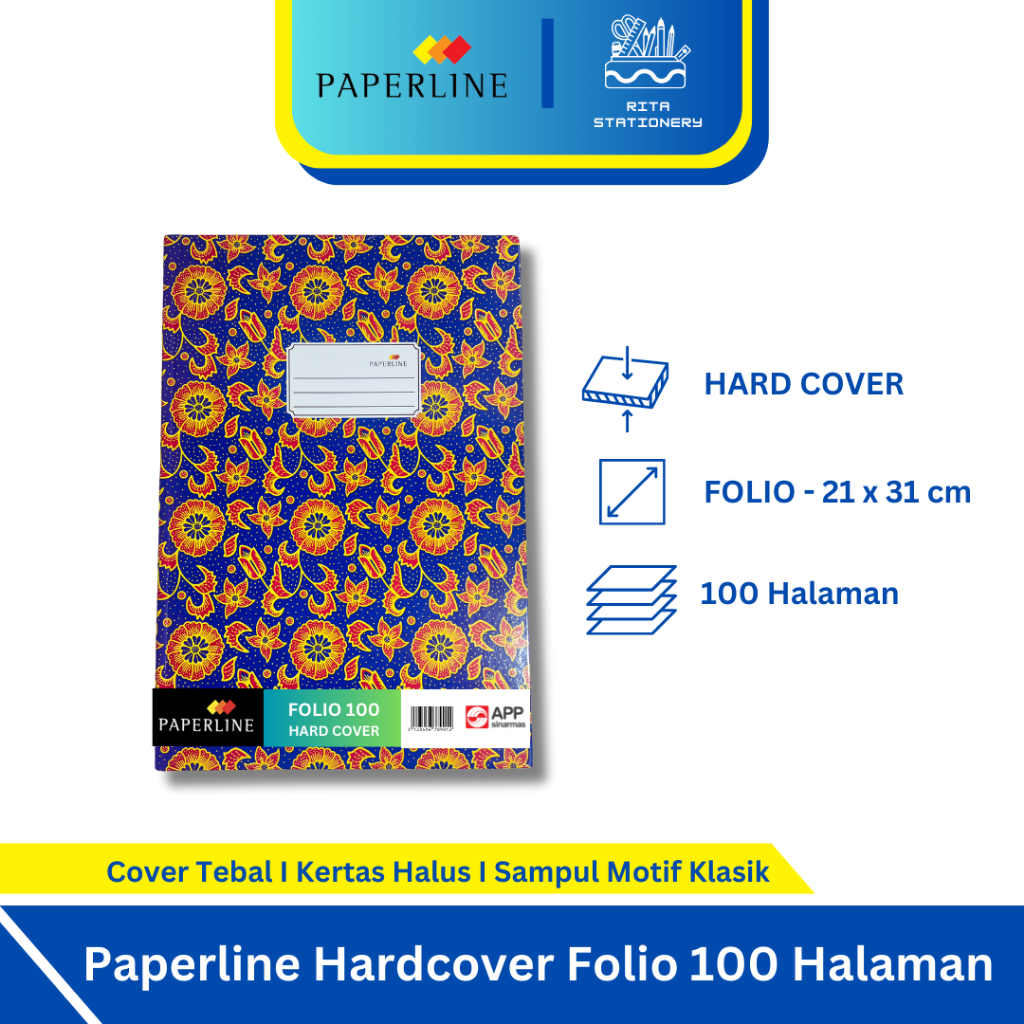

Buku Tulis Hard cover PAPERLINE Folio 100 Lembar - Satuan