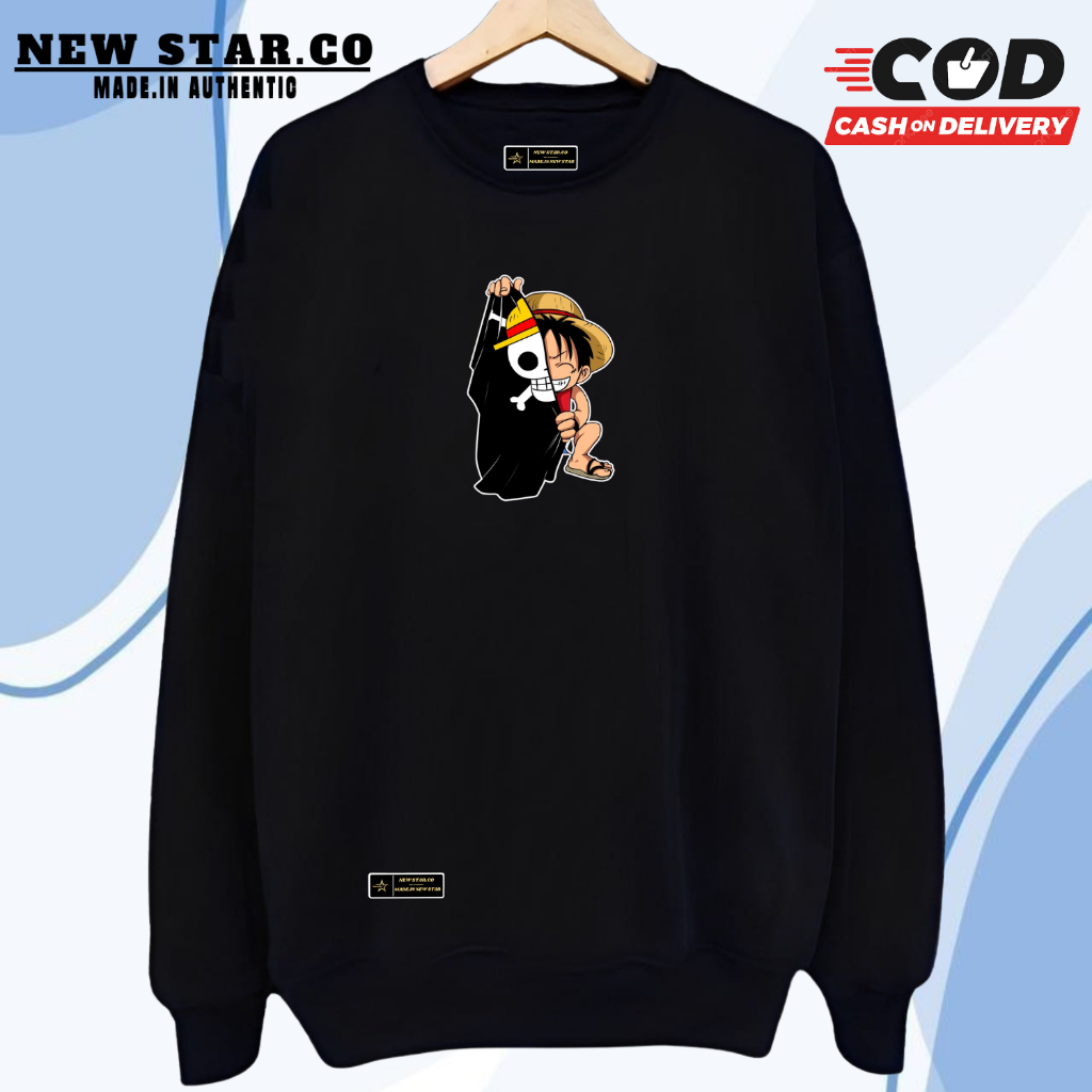 Sweater Crewneck Pria Distro Original Hitam Tebal Adem Murah Switer Oblong Cowok Brand Lokal Bandung