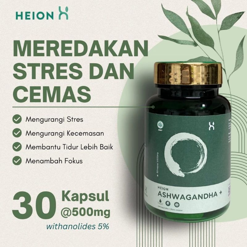 PROMO !!!HEION Ashwagandha 30 Kapsul - KSM-66 Ashwaganda Extract @500mg BPOM by HEION OFFICIAL