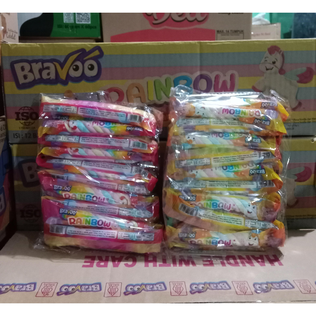 

MARSHMALLOW BRAVOO RAINBOW RAINBOW/VANILA MIX STRAWBBARY/MANGGA ISI 10 PCS