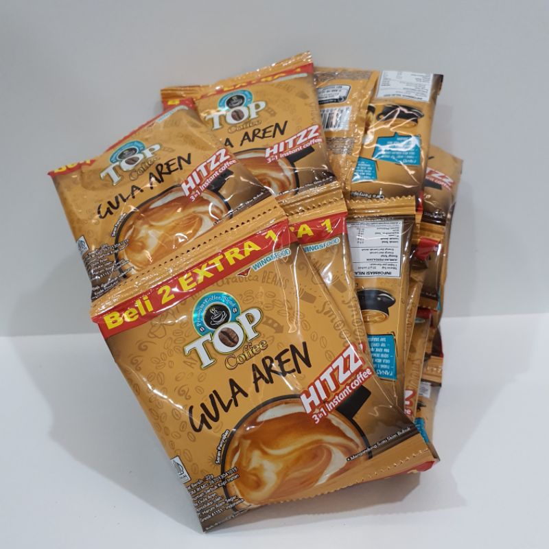 

Top coffe Gula aren beli 2 extra 1 (1renteng isi 15sachet x 22g)