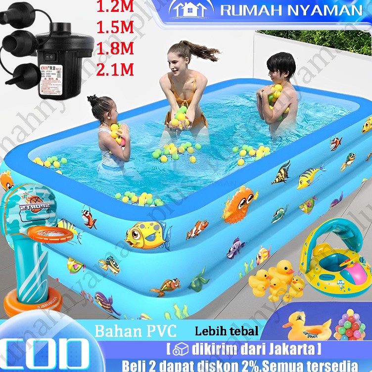 Tinggi Peminat Pompa udara gratisKolam renang anak jumbo kolam anak kotak biru besar 21 cm balon ren