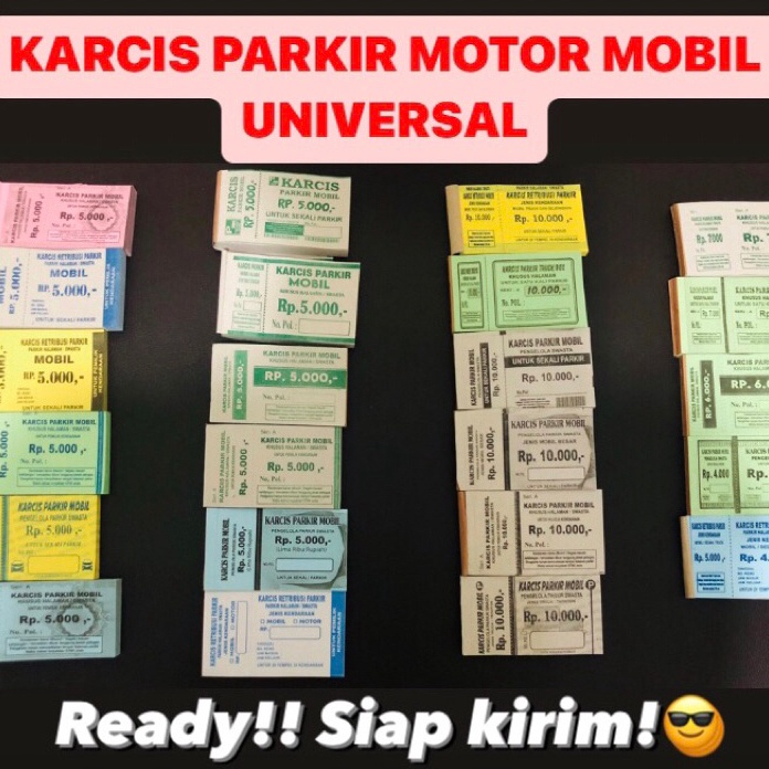 

NEW PROMO KARCIS PARKIR MOTOR MOBIL UNIVERSAL KERTAS WARNA