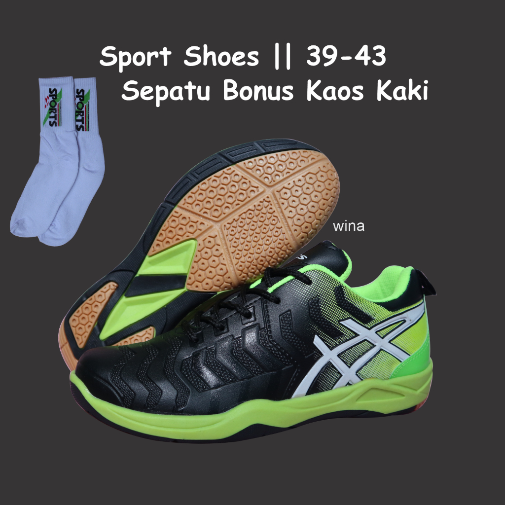 SEPATU BADMINTON RS SIRKUIT MATERIAL KULIT DAN OUTSOLE KARET