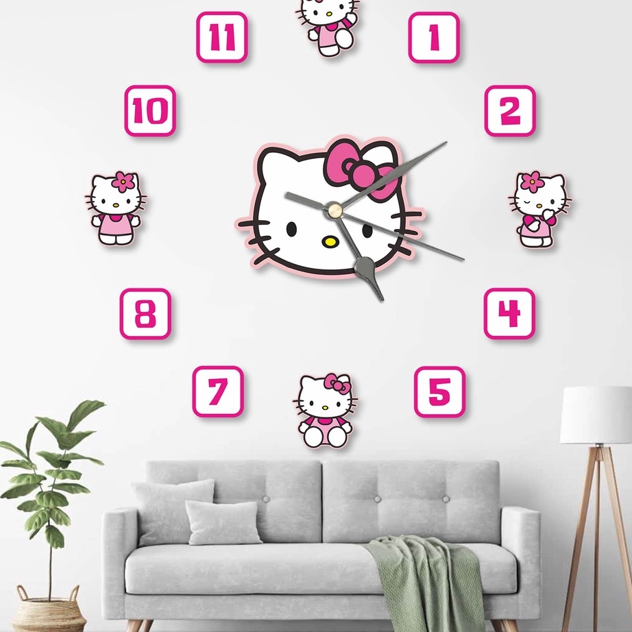 EKSKLUSIF Jam Dinding Besar Karakter Hello Kitty Jumbo  Hiasan Kamar Anak Karakter