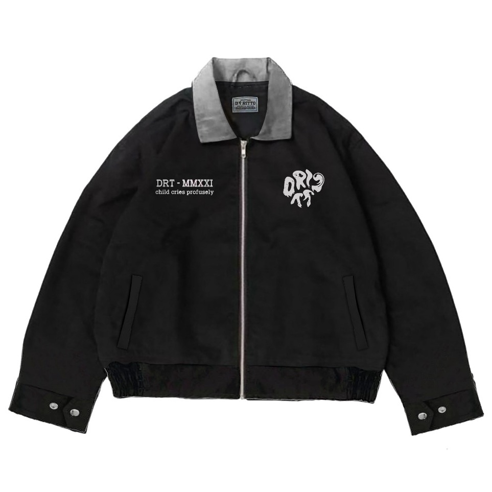 DRITTORONZIO Work Jaket Boxy  Jacket Crop Liscio uniHitam