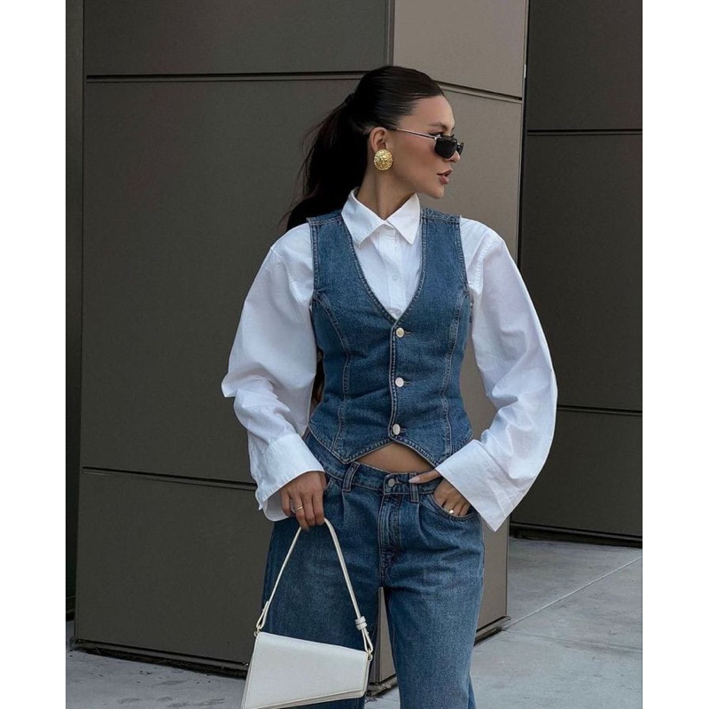 ROMPI JEANS KOREAN STYLE || VEST JEANS KANCING || VEST KOREAN STYLE || ROMPI VEST CROP WANITA