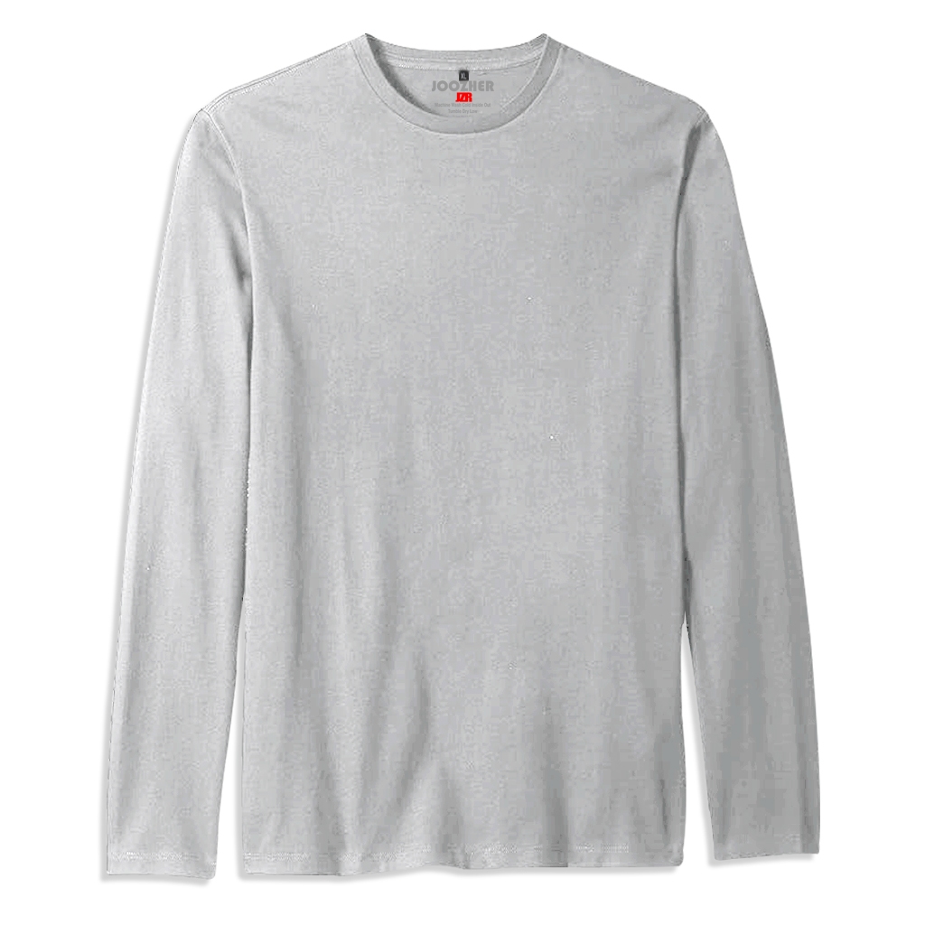 Joozher - Kaos Lengan Panjang Polos Unisex Abu Misty