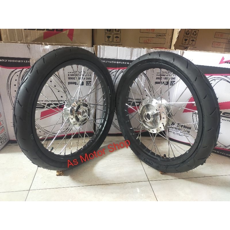 sepaket velg set rossi lebar 185 - 215  Ring 17 tromol set plus ban luar dalam supra x125 revo absol