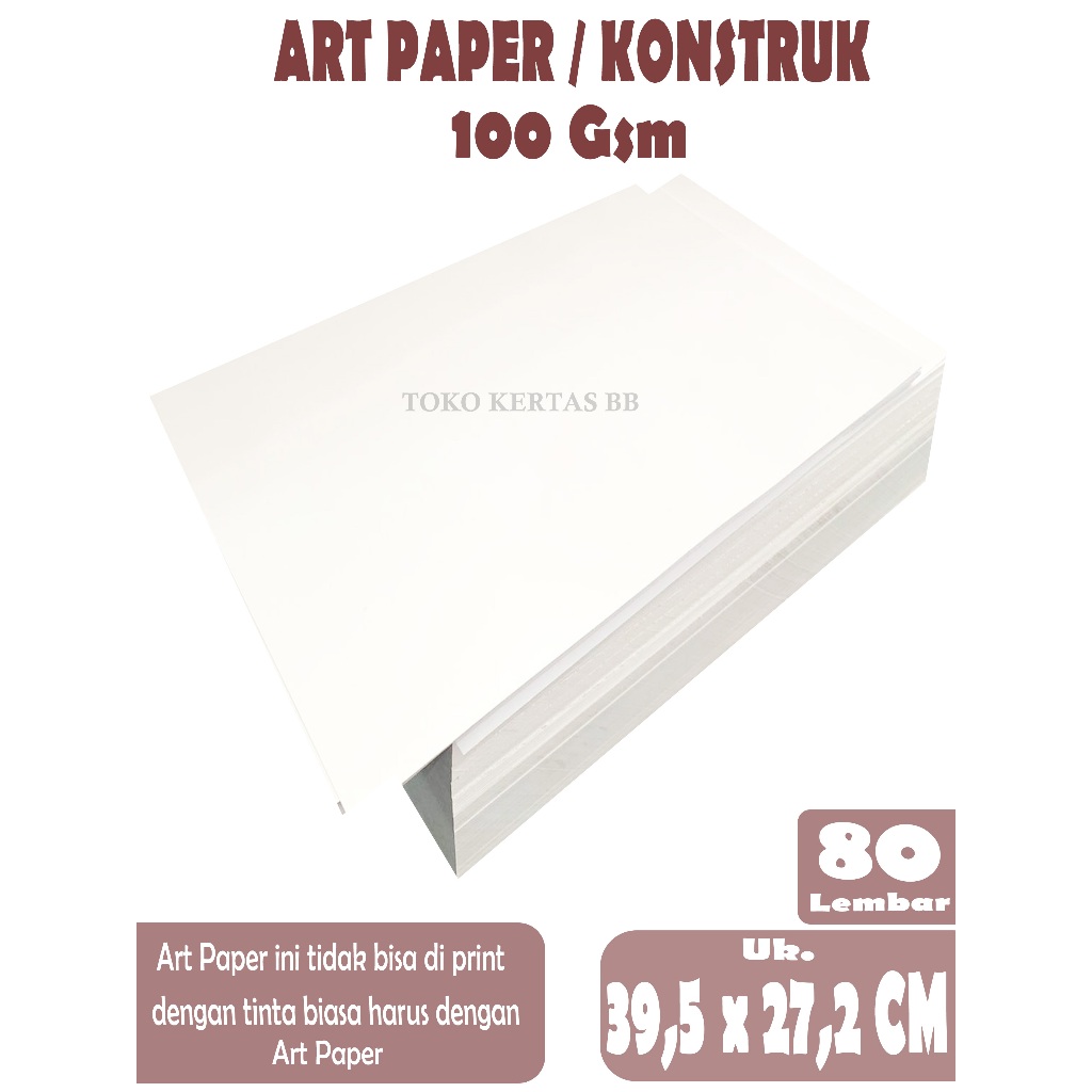 

ART PAPER ( KONSTRUK ) 100 GSM UKURAN ( 39,5 X 27,2 CM ) , 80 LEMBAR