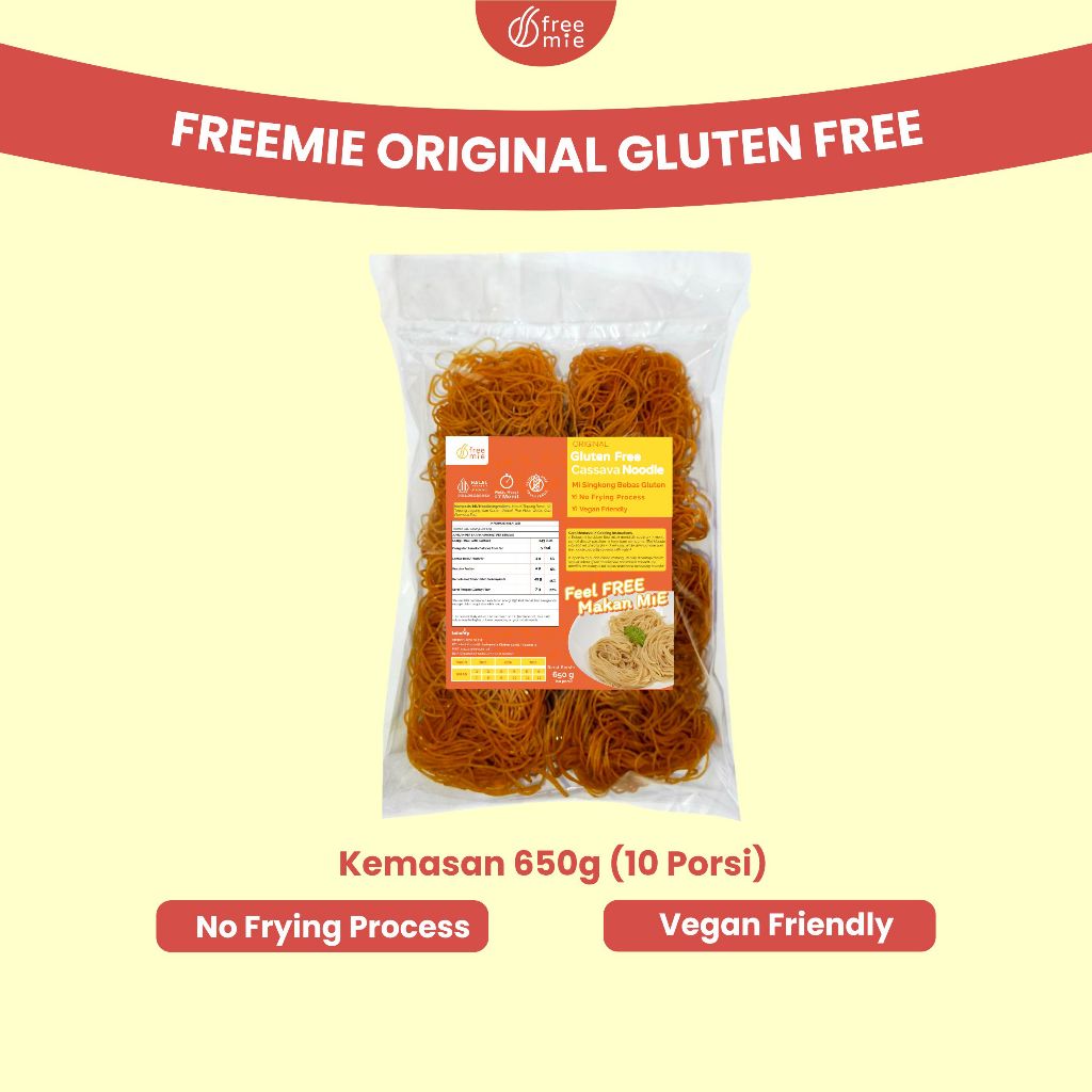 

Freemie Original Gluten Free 650g (untuk 10 porsi mie) - Mie Bebas Gluten - Pasta Vegan Friendly