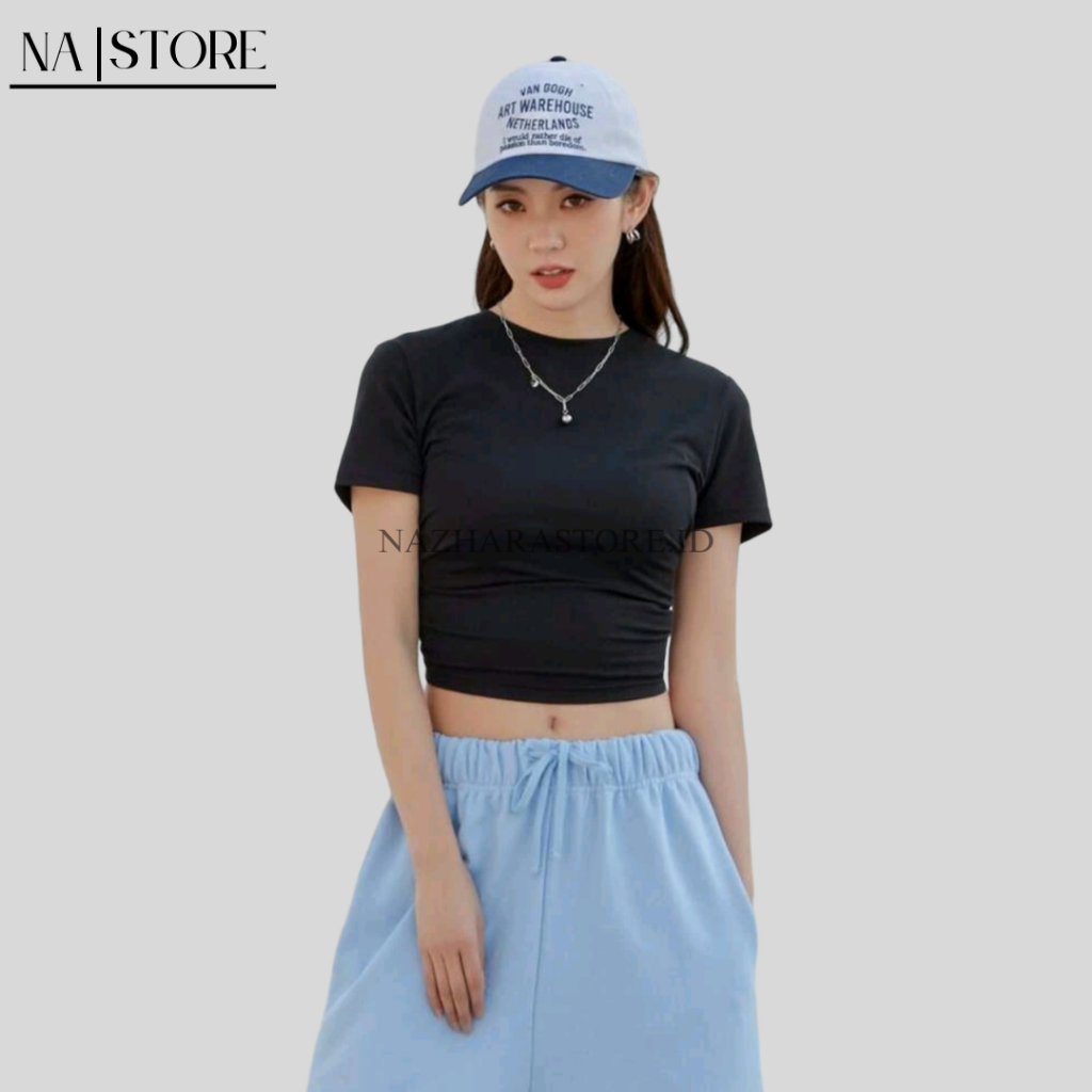 Kaos Crop Top Korea Wanita Polos Kaos Wanita Crop Tee Press Body (S,M,L,XL,XXL)