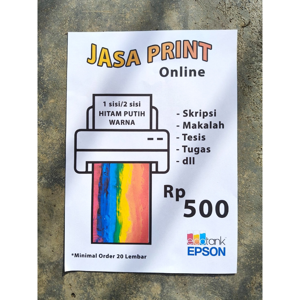 

Print / Cetak HVS A4 80gsm / Cetak Dokumen Murah / Cetak Skripsi, Tesis, Makalah, Tugas