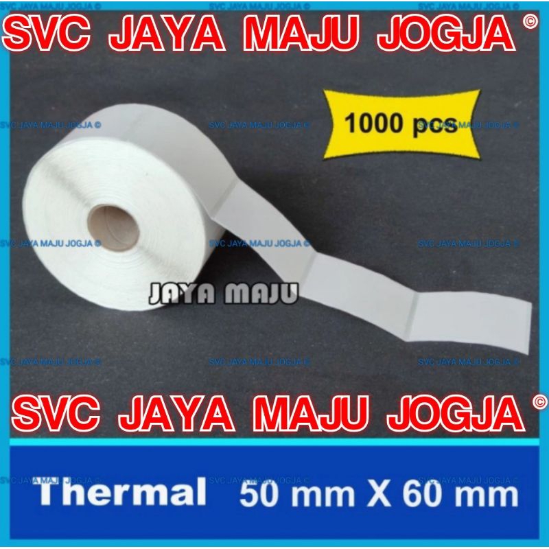 

THERMAL LABEL 50X60 MM PUTIH 1 LINE (1000 PCS) 5x6 CM ETIKET BARCODE - JAYA MAJU JOGJA || LABEL TIDAK PAKAI RIBBON BARCODE || 50 X 60 THERMAL TOP COAT - 1 LINE - FACE OUT - ISI 1.000 PCS || 50X60 50x60 50 x 60 - ETIKET ETICKET TIKET ONLINE