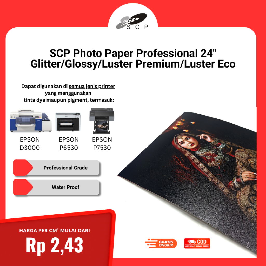 

SCP Photo Paper Professional 24" Glitter/Glossy/Luster Premium/Luster Eco