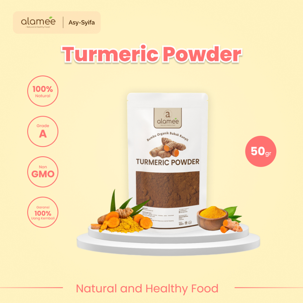 

ALAMEE Kunyit Bubuk Turmeric Seasoning Powder Ground Bumbu Dapur Instan Organik Murni Asli 50g