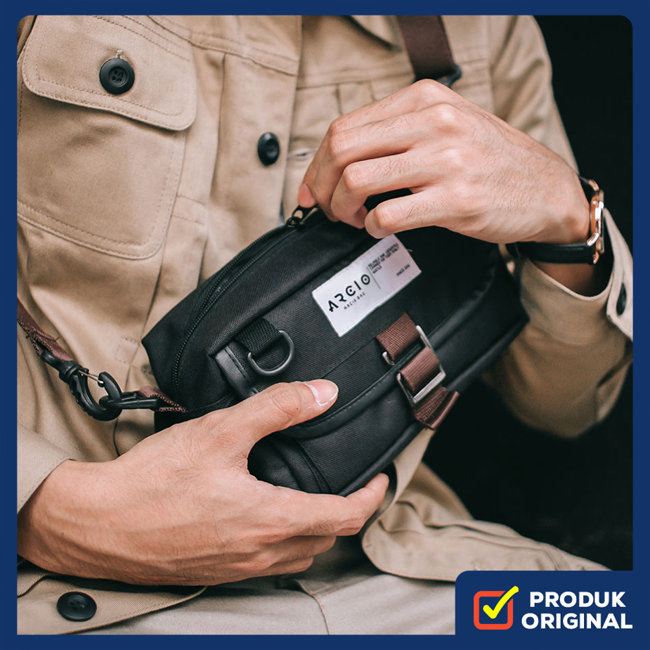 LITO BLACK ORIGINAL x ARCIO Tas Selempang Hitam Pria Daily Sling Bag Hangout Traveling Slingbag Mult