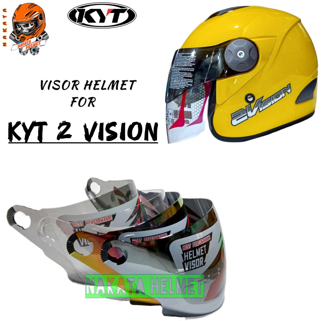 Kaca helm KYT 2 VISION | visor helmet kyt 2 vision warna hitam smoke silver pelangi bening