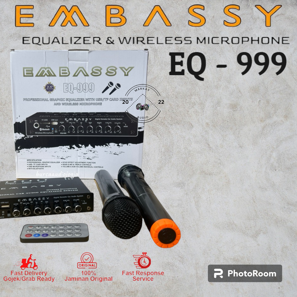 PARAMETRIC EQUALIZER MOBIL BLUETOOTH MIC WIELESS EMBASSY EQ-999 PREAMP