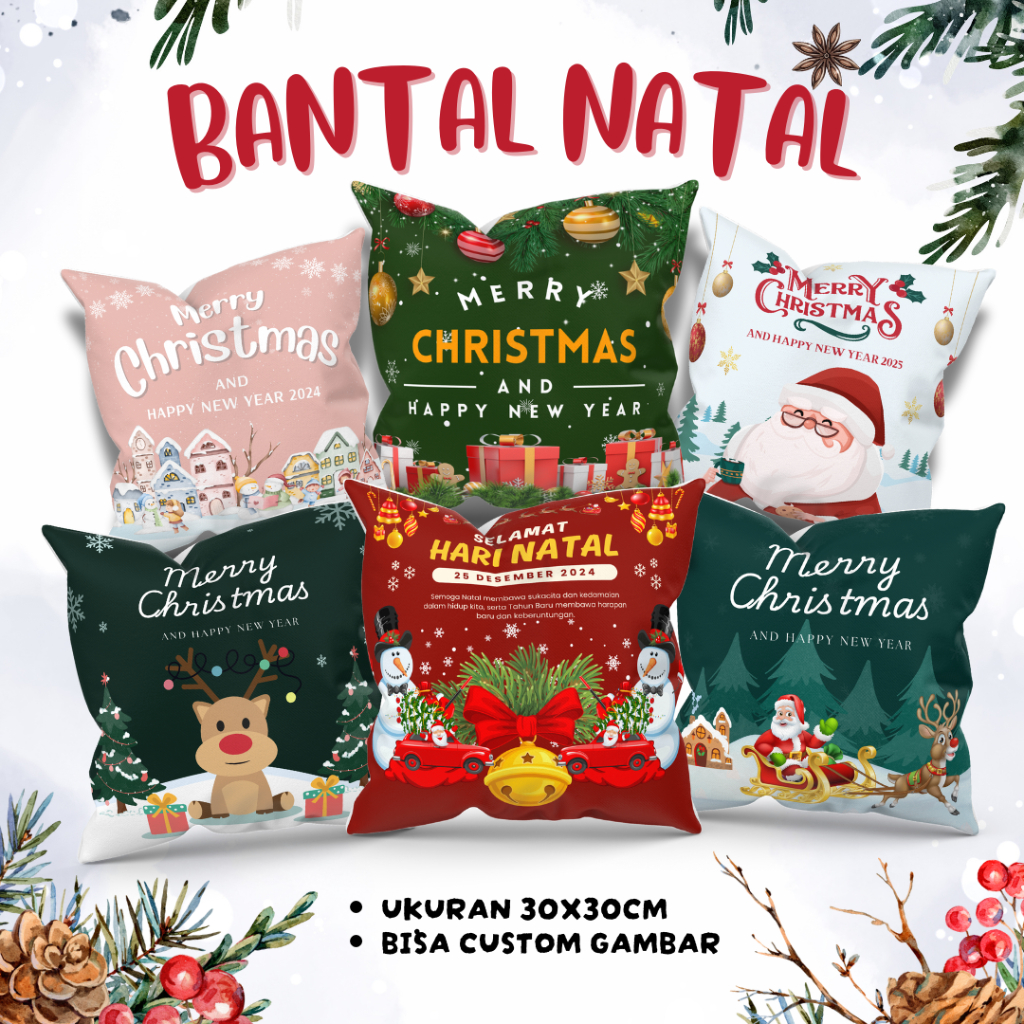 Bantal Natal Custom | Souvenir Natal | Barang Natal | Kado Natal