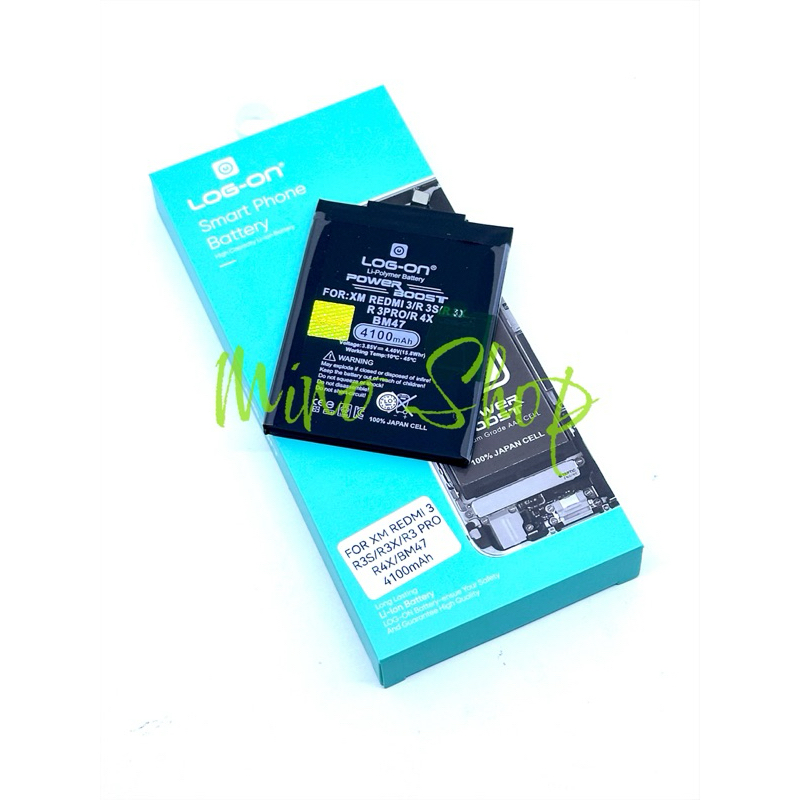 BATERAI - BATRE LOG ON XIAOMI REDMI 3 - REDMI 3 PRO - REDMI 4X BM-47 BM47 DOUBLE POWER DOUBLE IC
