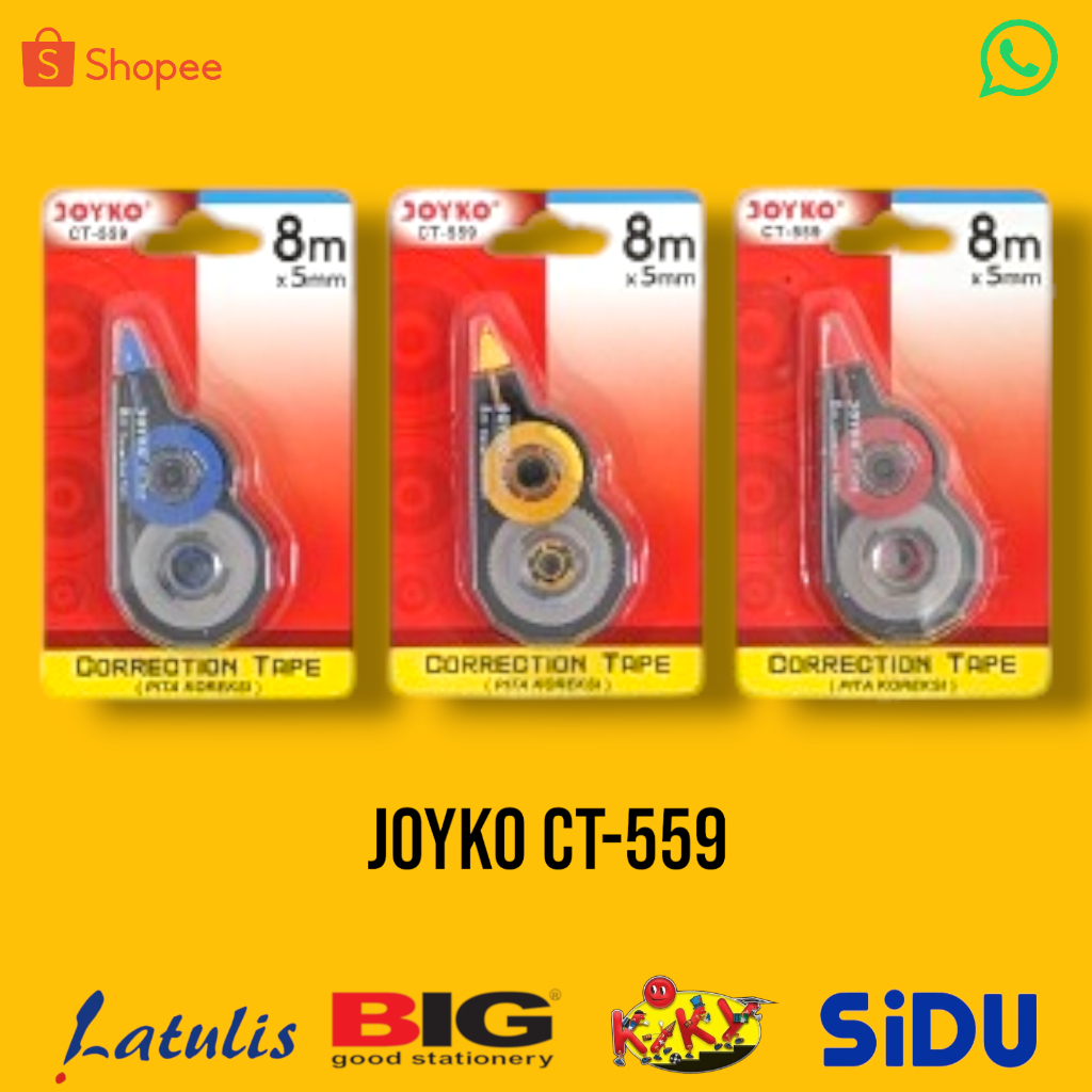 

(3pcs) CORRECTION TAPE JOYKO CT-559 / Tip-Ex Tipex Kertas Joyko CT-559 CT 559