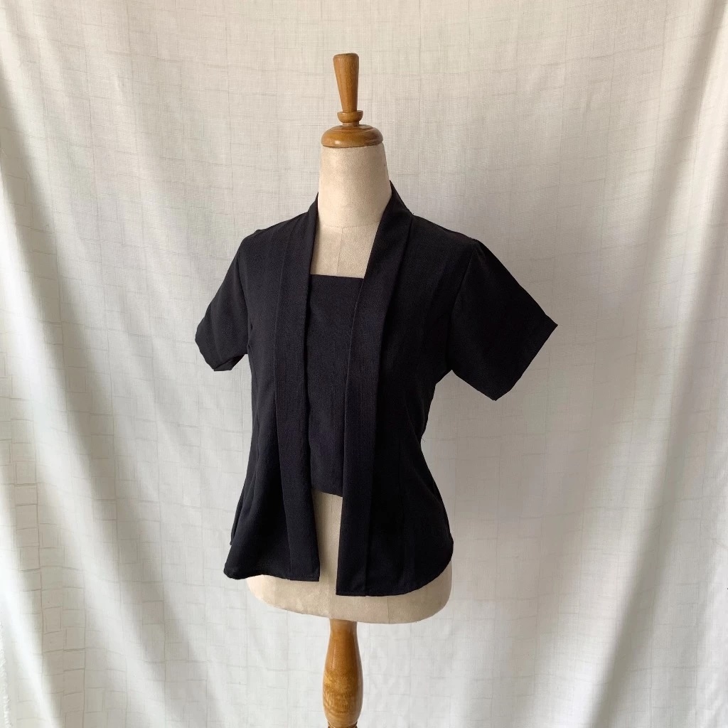 RB Loewes KEBAYA KUTU BARU PUTIH HITAM Kutubaru Modern Simple Aesthetic Atasan Polos